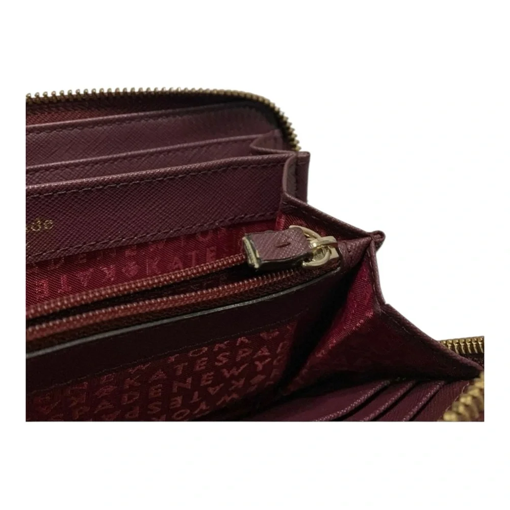 Kate Spade Neda Laurel Leather Zip-Around Wallet Mulled Wine WLRU2669